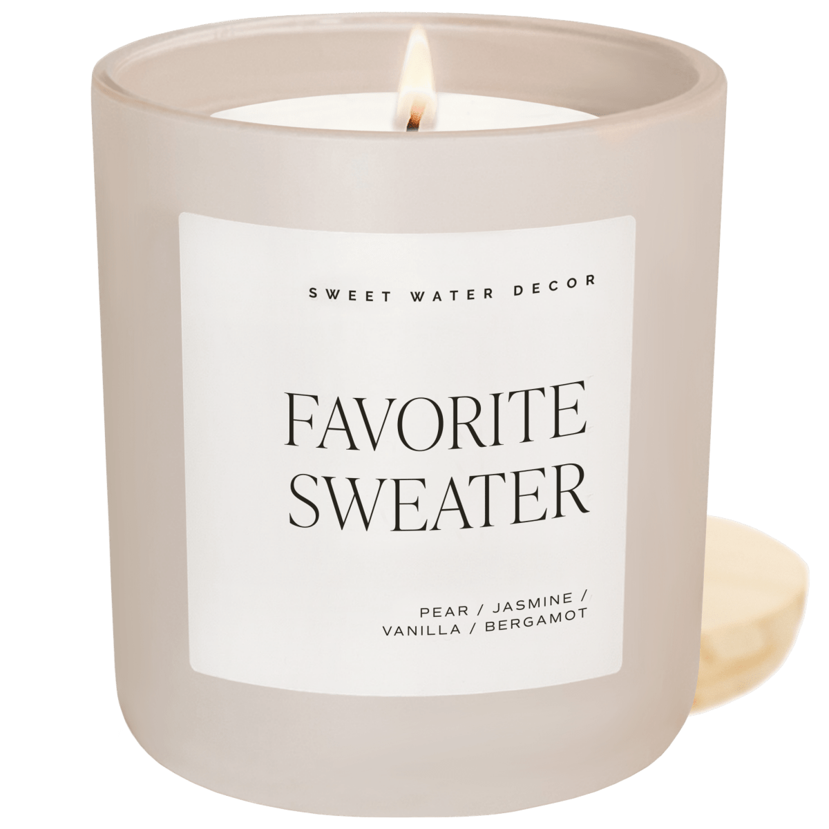 Sweet Water Decor Favorite Sweater Soy Candle - 15 oz Tan Matte Jar (Cashmere & Vanilla)