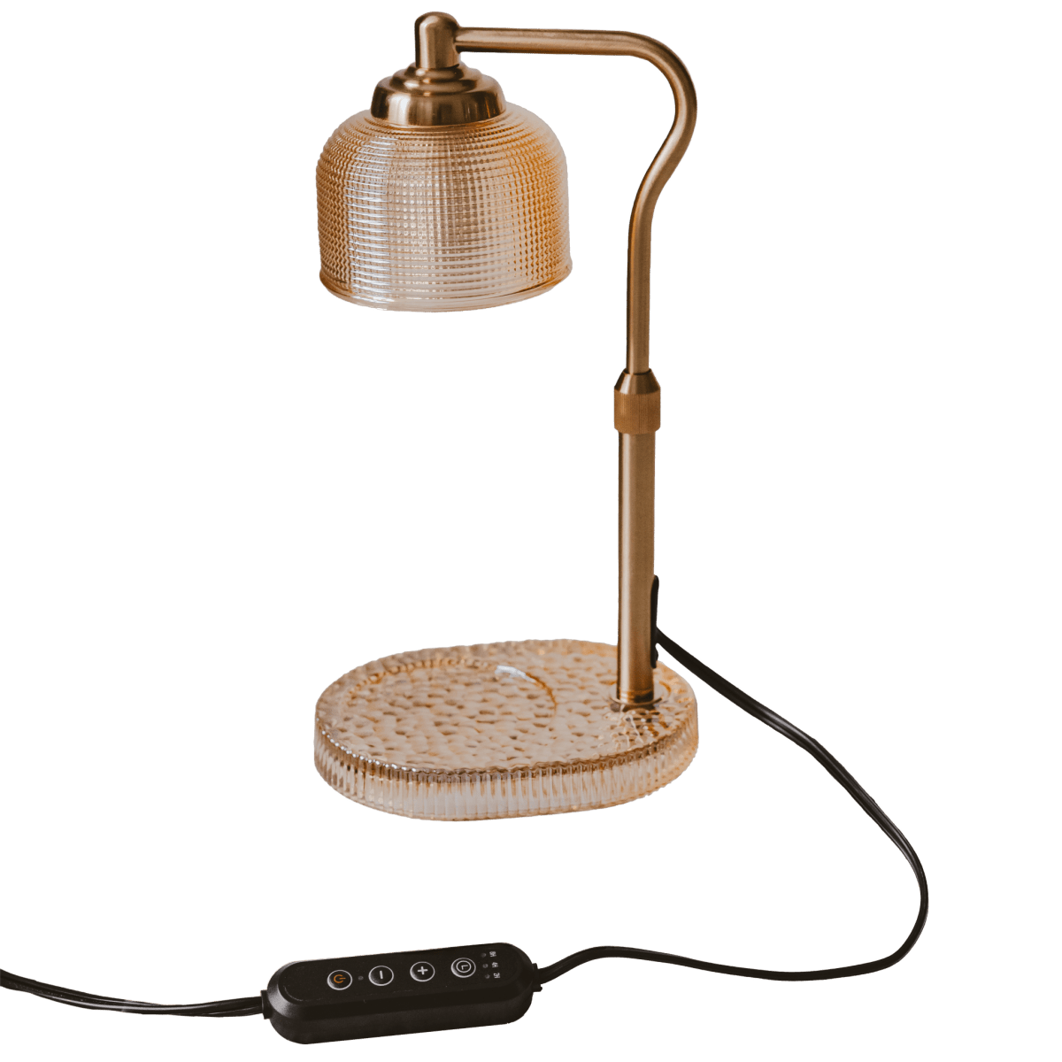 Sweet Water Decor Flameless Candle Warmer Lamp with Dimmer & Timer — Gold Arm, Glass Shade