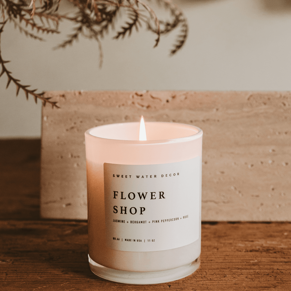 Sweet Water Decor Flower Shop Soy Candle - 11 oz White Jar - Fresh Florals