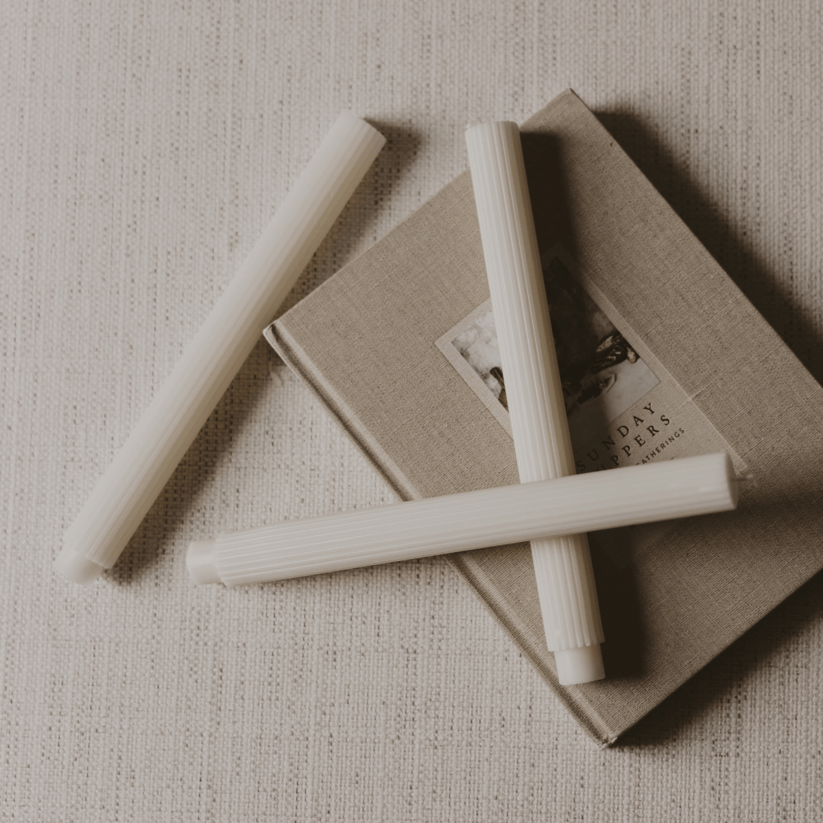 Sweet Water Decor Fluted Taper Candles, Set of 3