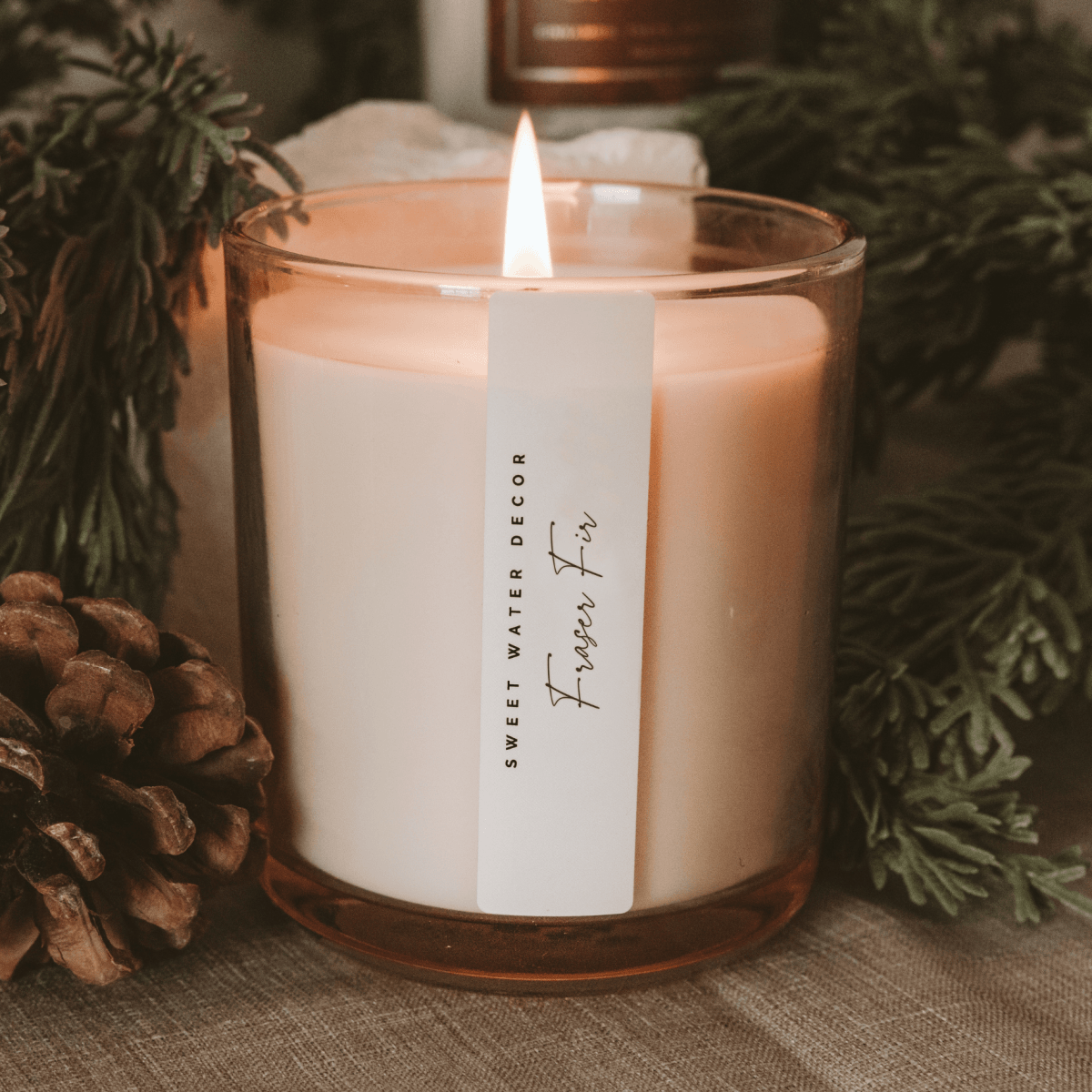 Sweet Water Decor Fraser Fir Soy Candle - Tinted Glass Jar - 12 oz