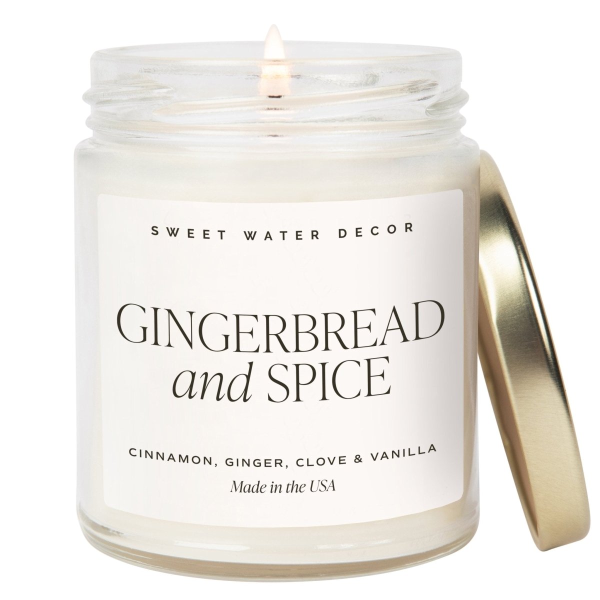 Sweet Water Decor Gingerbread and Spice Soy Candle - Clear Jar - 9 oz