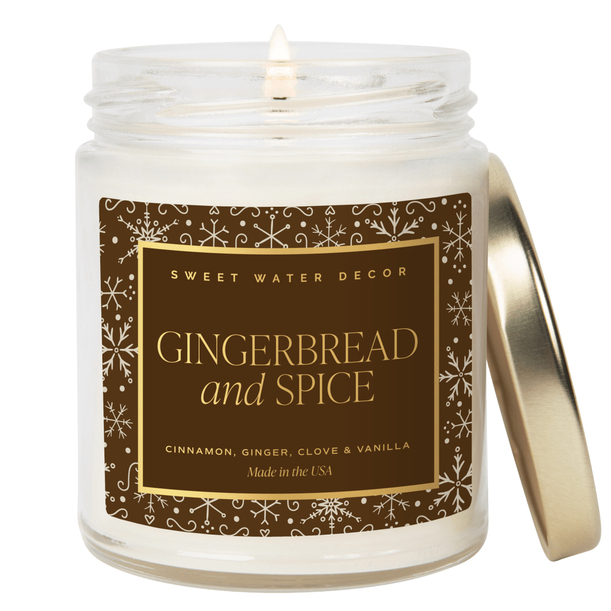 Sweet Water Decor Gingerbread and Spice Soy Candle - Clear Jar - 9 oz Patterned