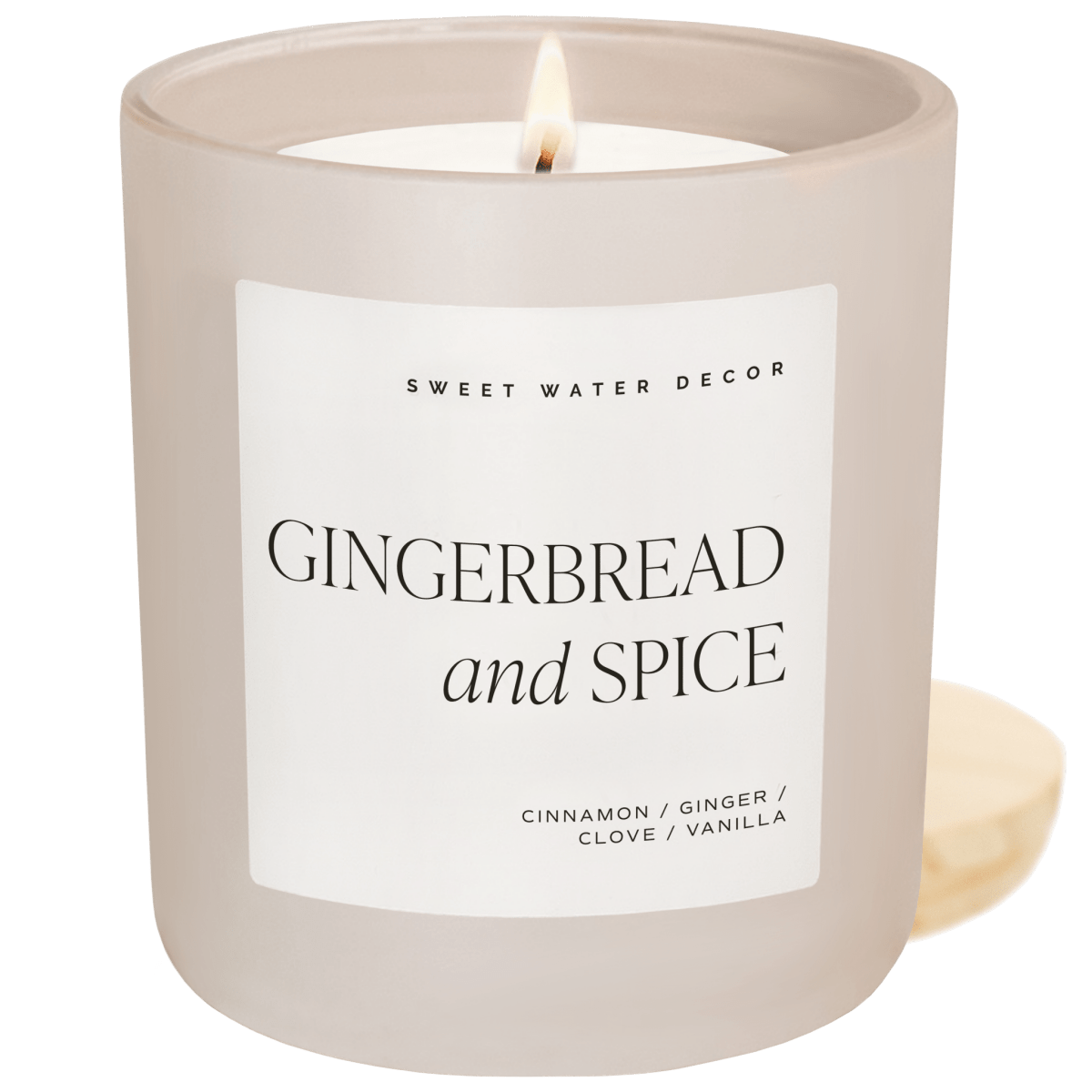 Sweet Water Decor Gingerbread and Spice Soy Candle - Tan Matte Jar - 15 oz