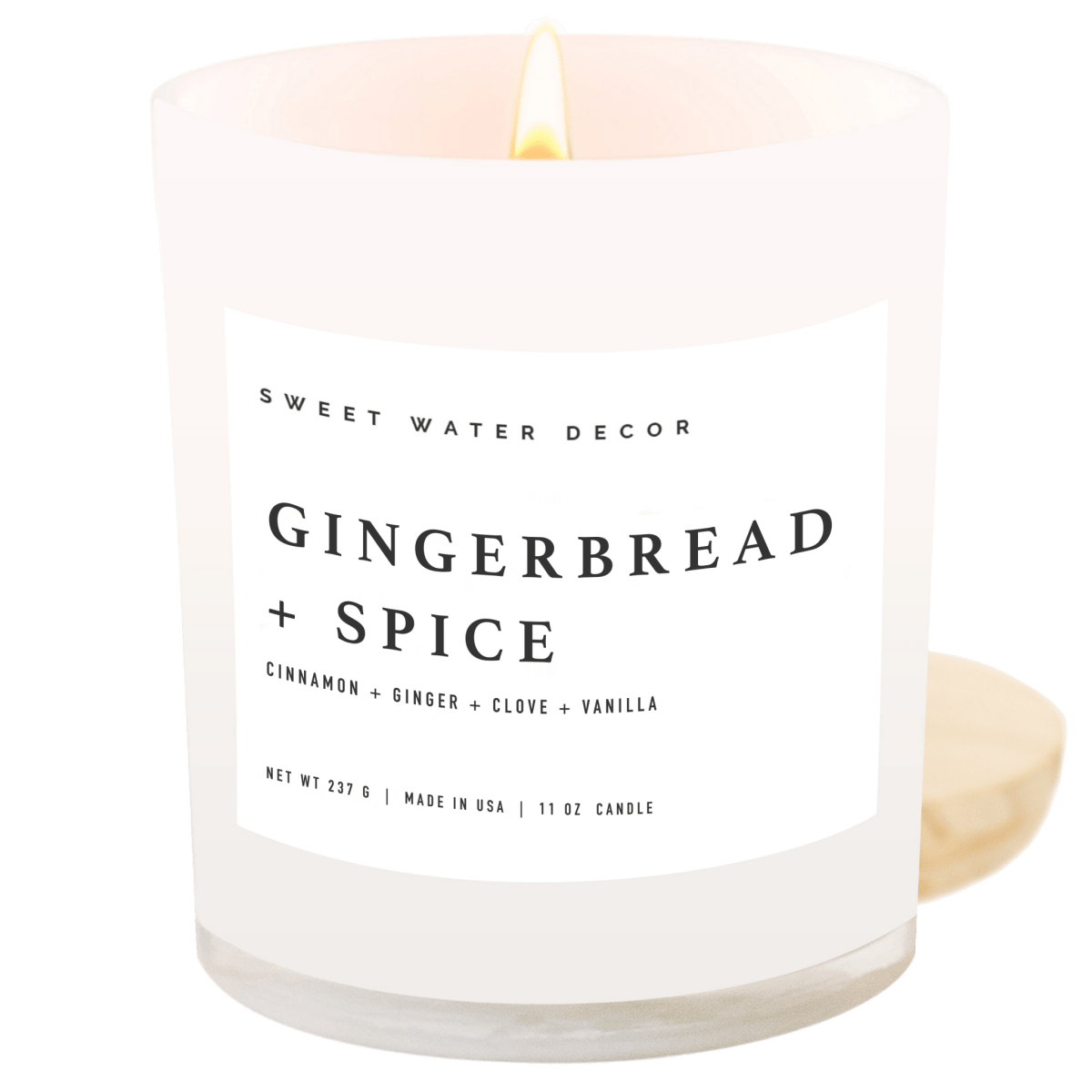 Sweet Water Decor Gingerbread and Spice Soy Candle - White Jar - 11 oz