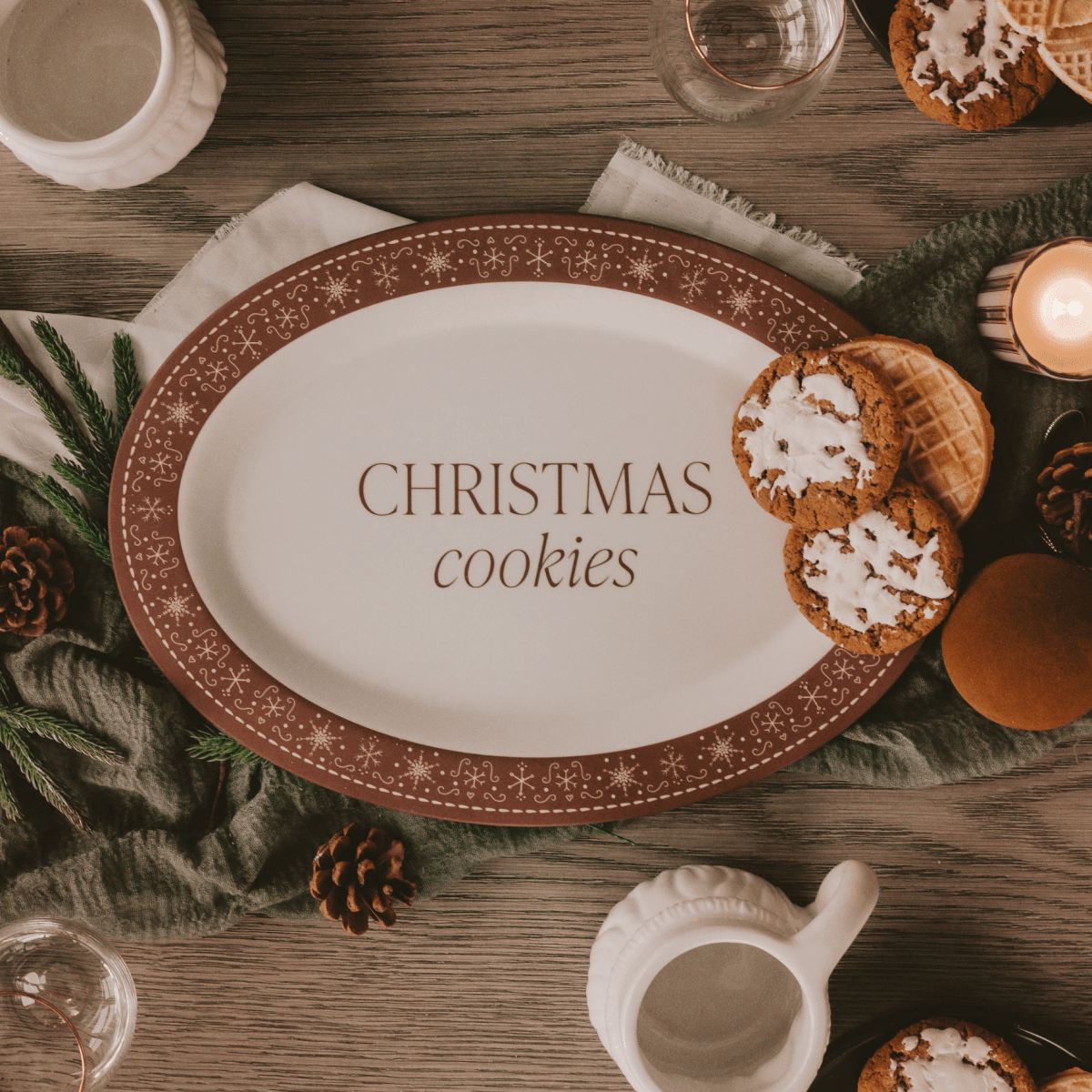 Sweet Water Decor Gingerbread Oval Melamine Christmas Cookie Tray - 15.38" Serving Platter