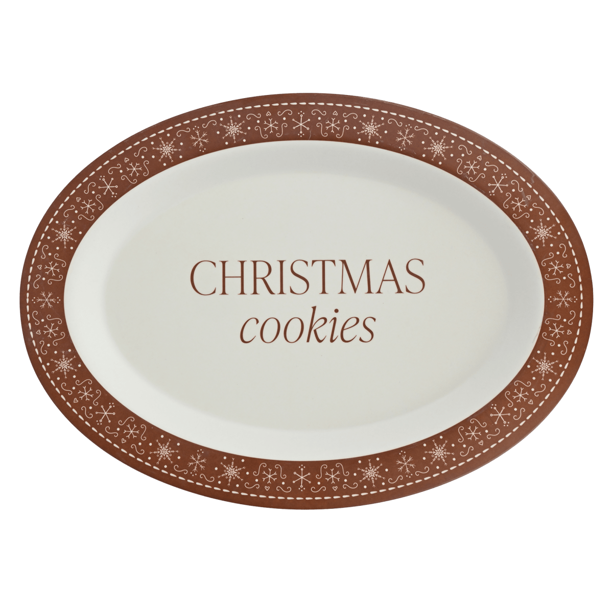 Sweet Water Decor Gingerbread Oval Melamine Christmas Cookie Tray - 15.38" Serving Platter