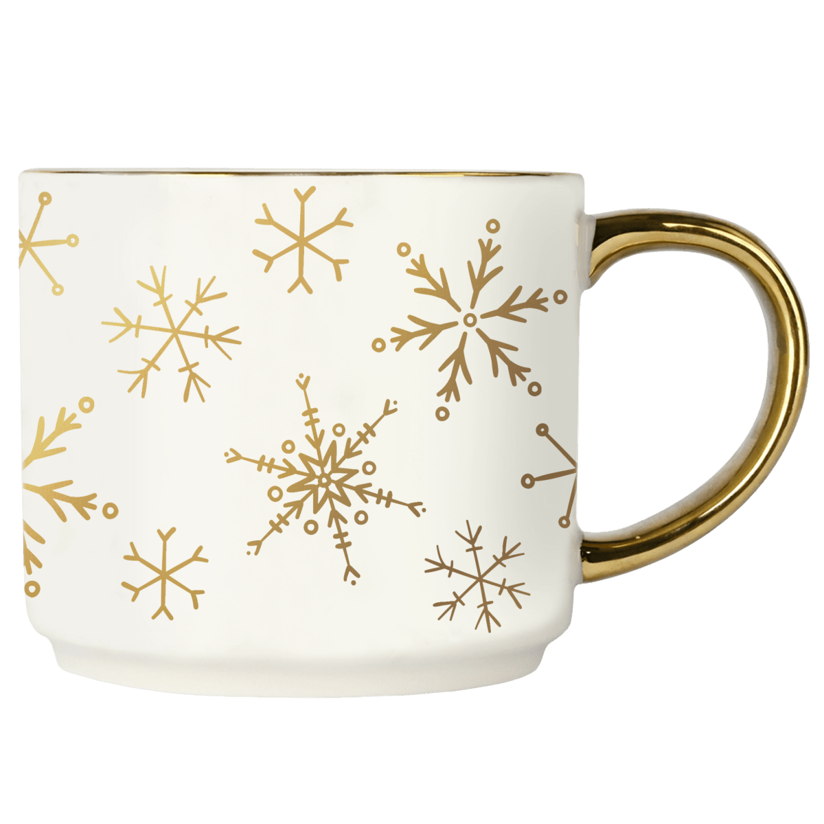 Sweet Water Decor Gold Snowflakes 14oz. Gold Handle Coffee Mug