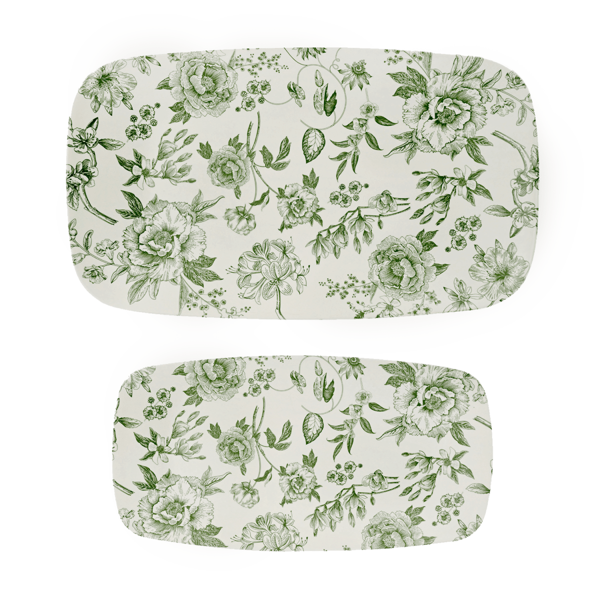 Sweet Water Decor Green Delft Melamine Serving Tray - Set of 2