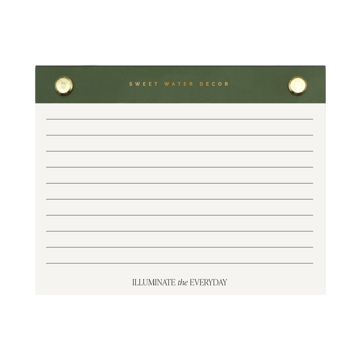 Sweet Water Decor Green & Gold Rivet Lined Notepad – Chic Everyday Stationery for Work & Home