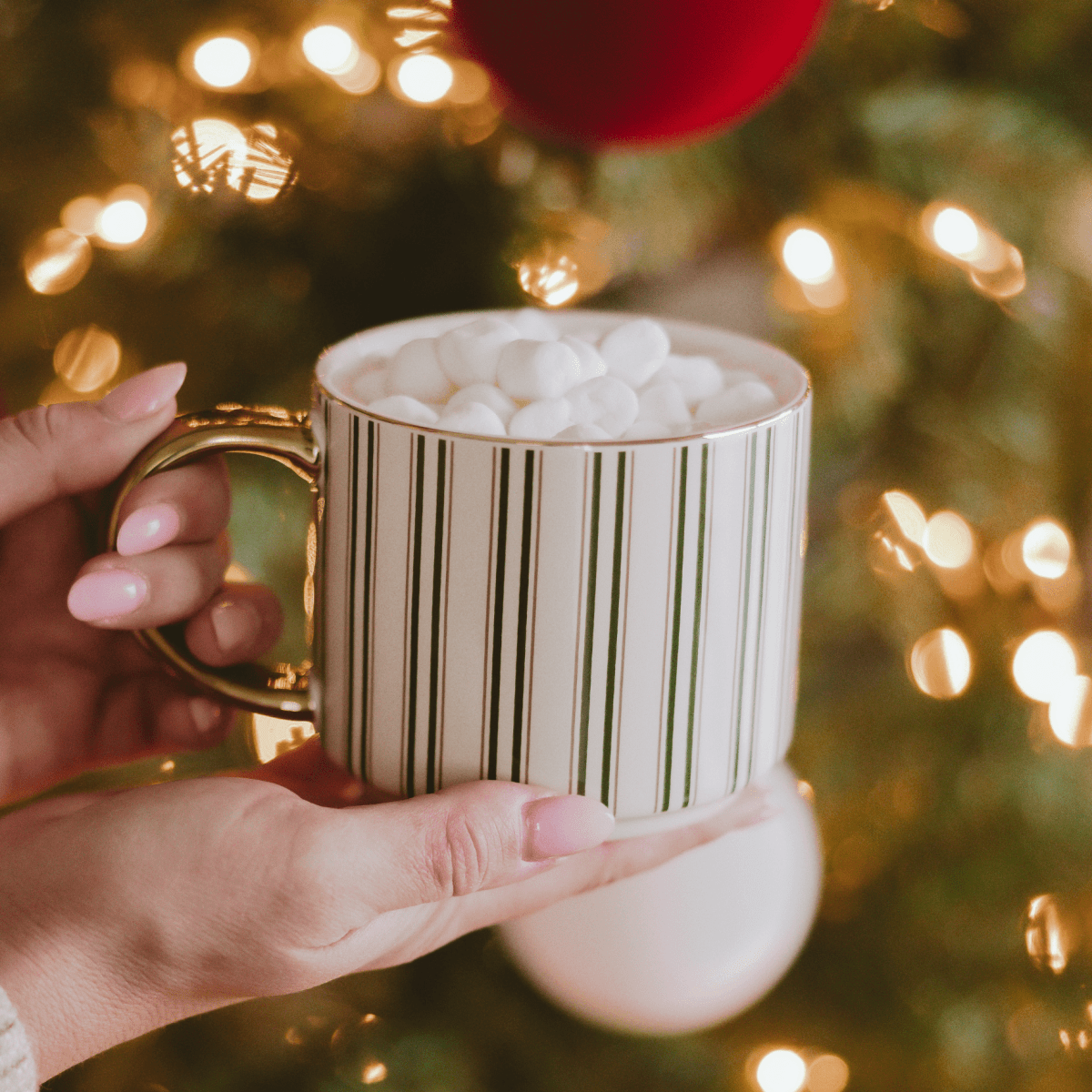 Sweet Water Decor Green Stripe 14oz. Gold Handle Coffee Mug