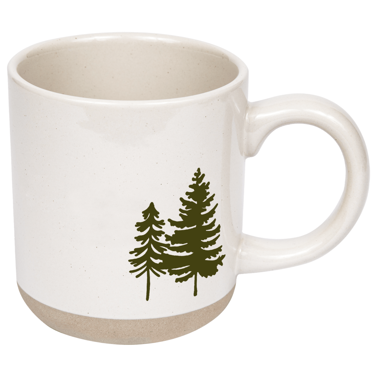 Sweet Water Decor Green Trees Stoneware Coffee Mug 14oz - Cream Handcrafted Ceramic