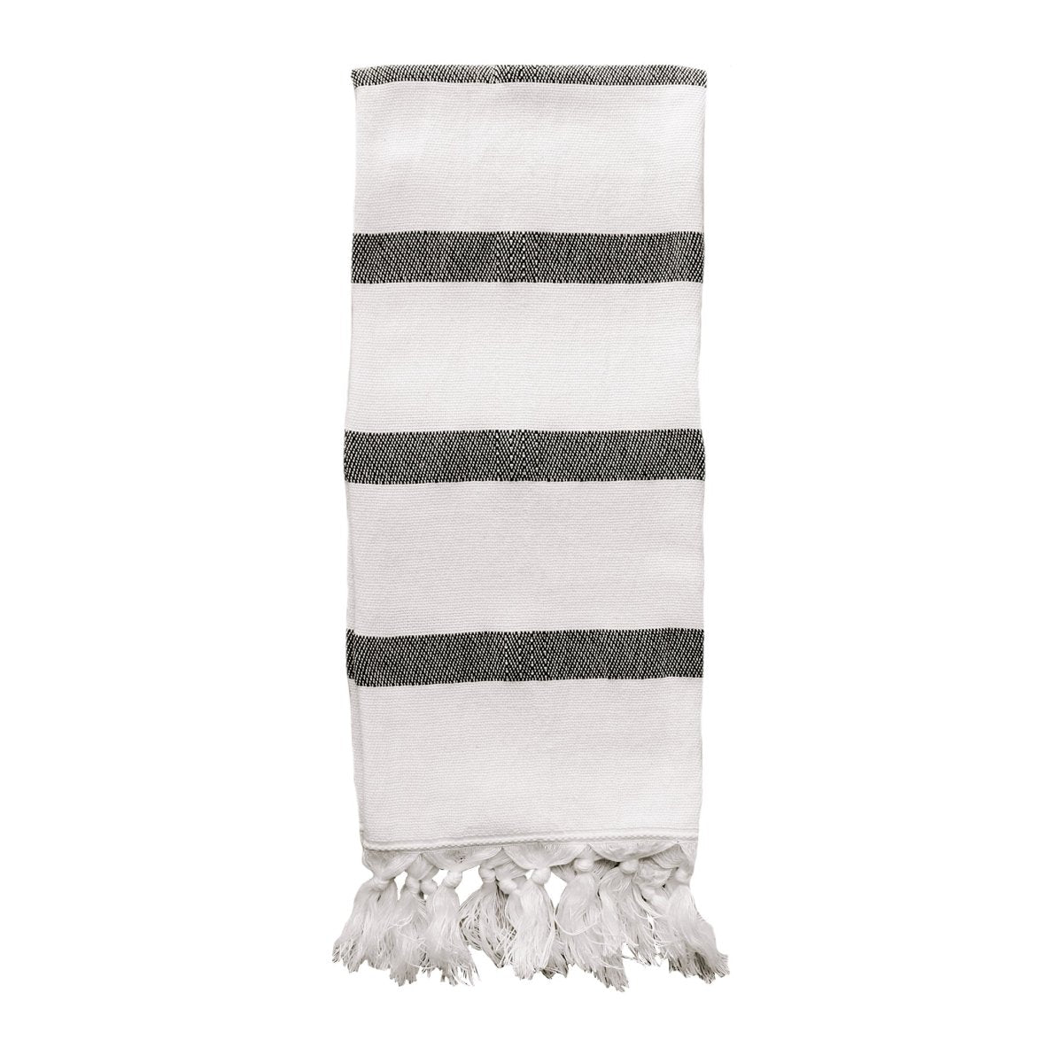 Sweet Water Decor Hand - Woven Turkish Cotton Bamboo Hand Towel - Natural Black Stripe
