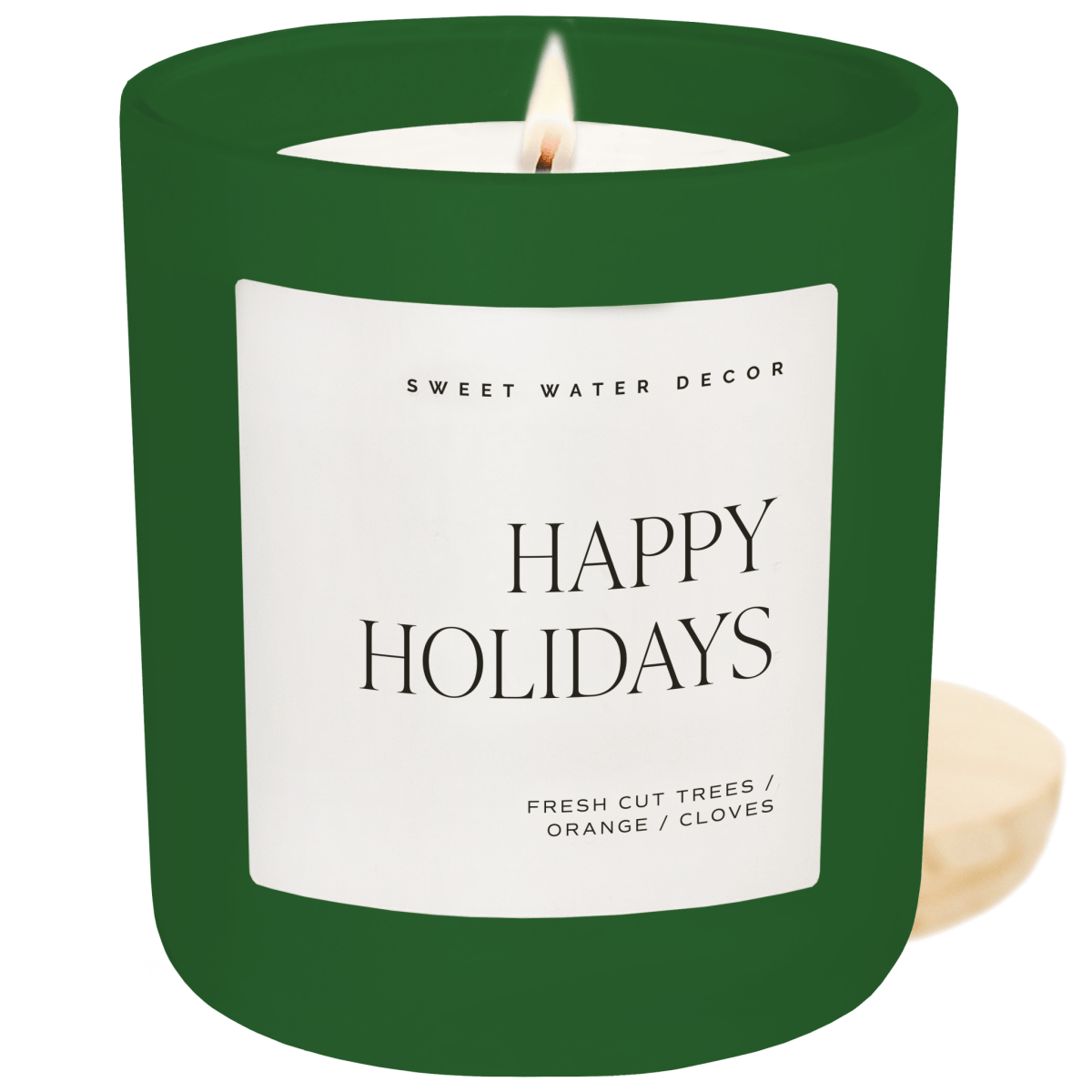 Sweet Water Decor Happy Holidays Soy Candle - Green Matte Jar - 15 oz