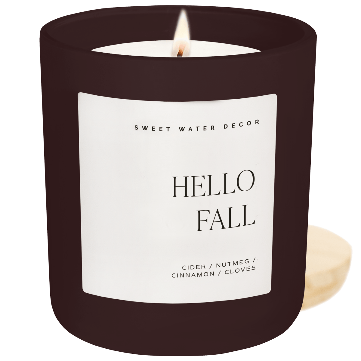 Sweet Water Decor Hello Fall Soy Candle - 15 oz Brown Matte Jar - Apple Cinnamon Cider