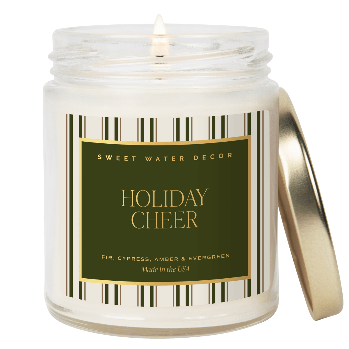 Sweet Water Decor Holiday Cheer Soy Candle - 9 oz Patterned Clear Jar