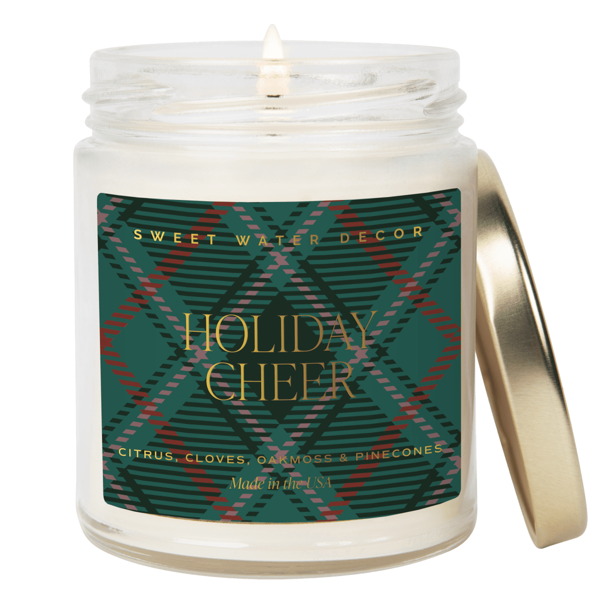 Sweet Water Decor Holiday Cheer Soy Candle | 9oz. Clear Jar