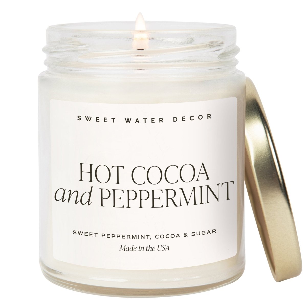 Sweet Water Decor Hot Cocoa and Peppermint Soy Candle - Clear Jar - 9 oz