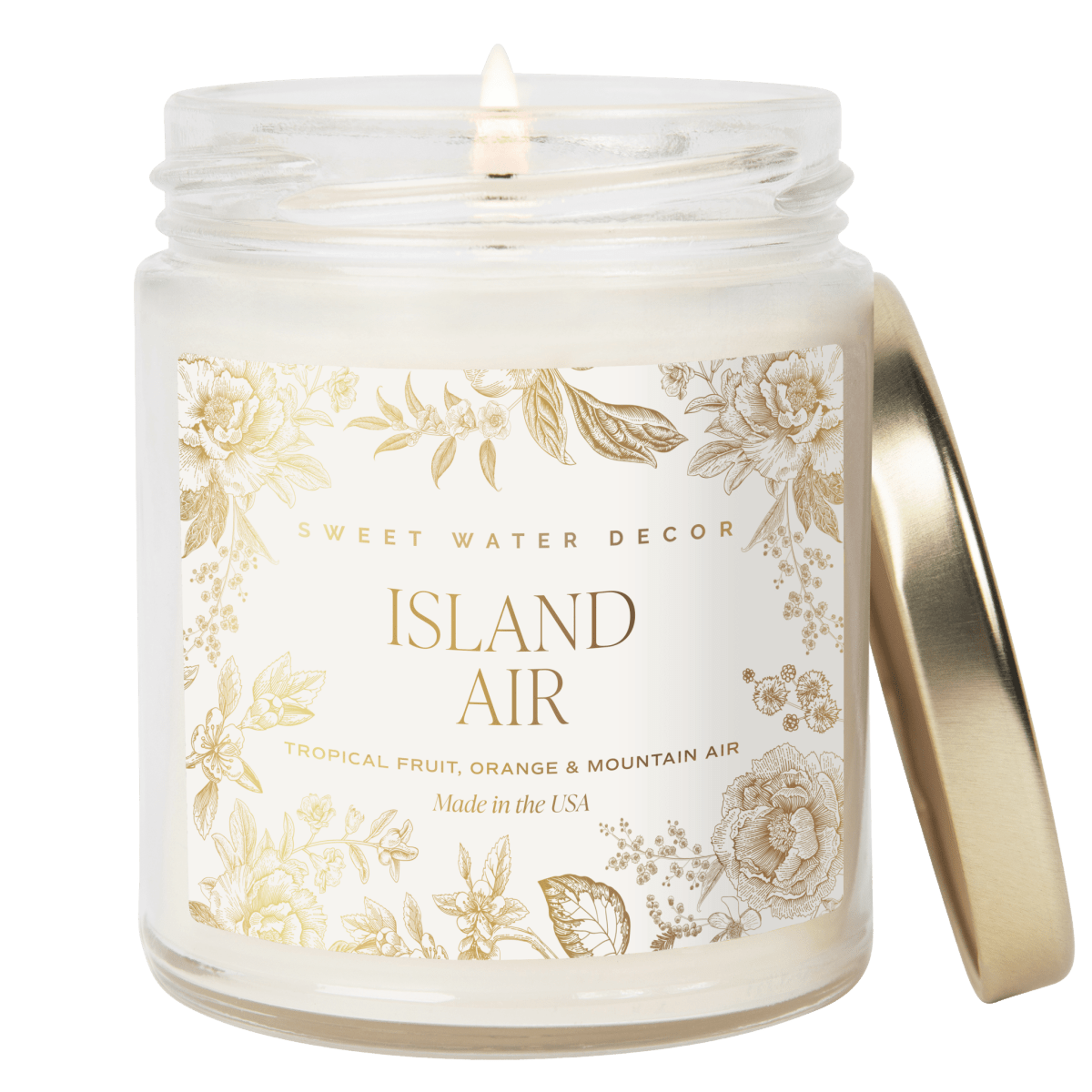 Sweet Water Decor Island Air Soy Candle - Patterned 9 oz Clear Jar - Tropical Fruit Scent