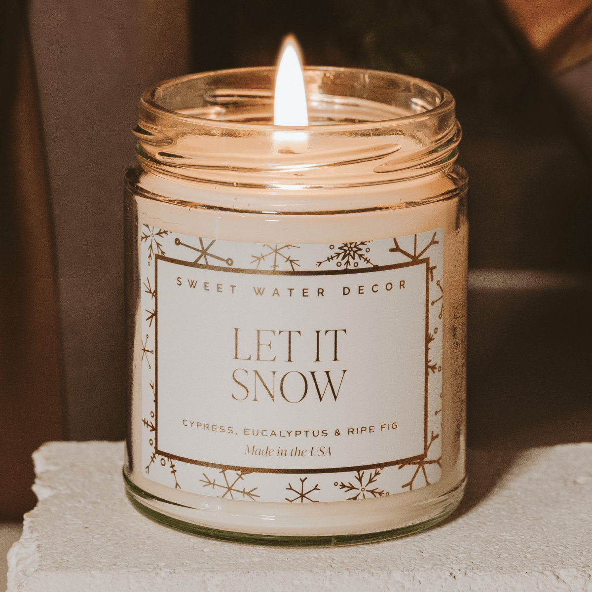 Sweet Water Decor Let It Snow Soy Candle - Patterned 9 oz Clear Jar