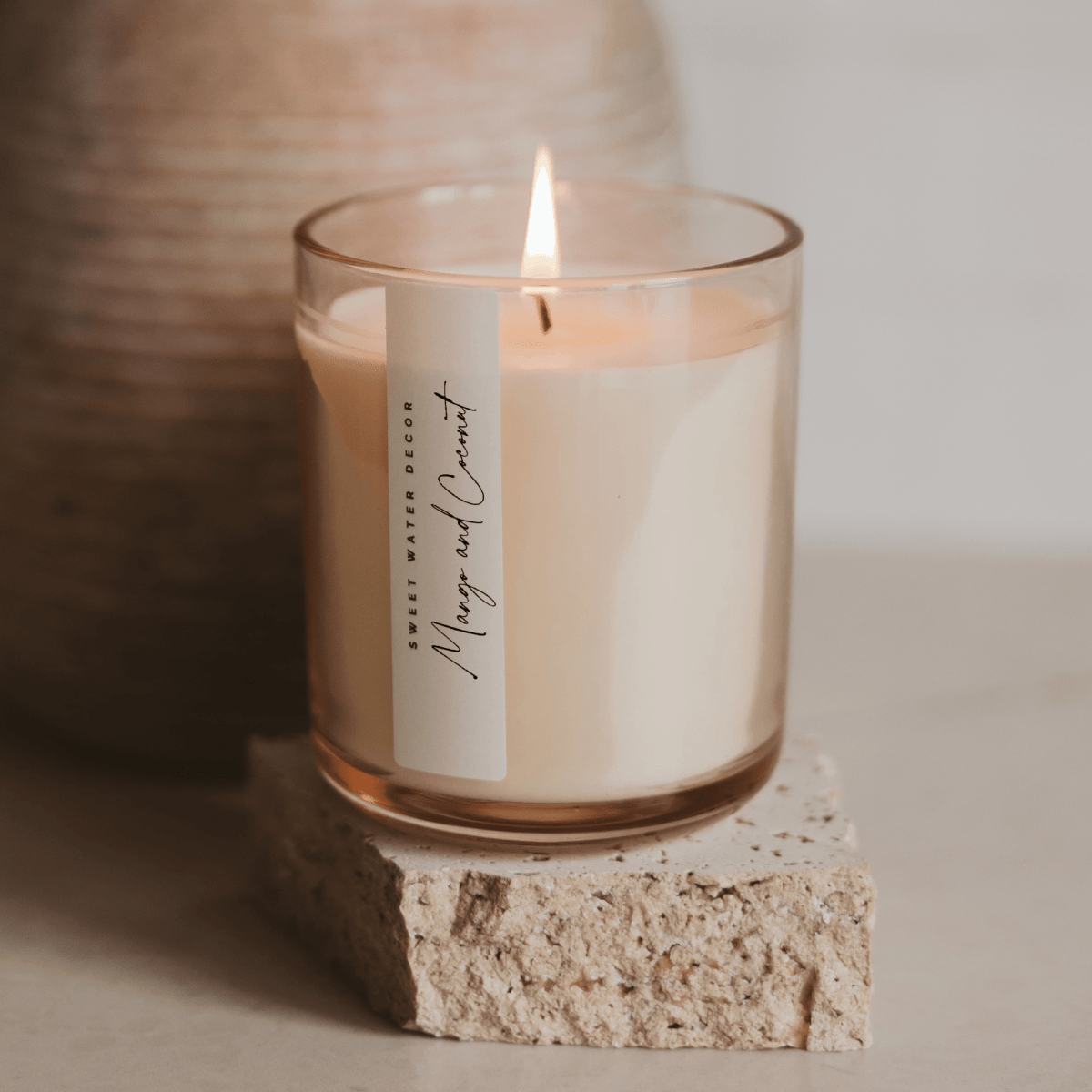 Sweet Water Decor Mango and Coconut Soy Candle - 12 oz Tinted Glass Jar