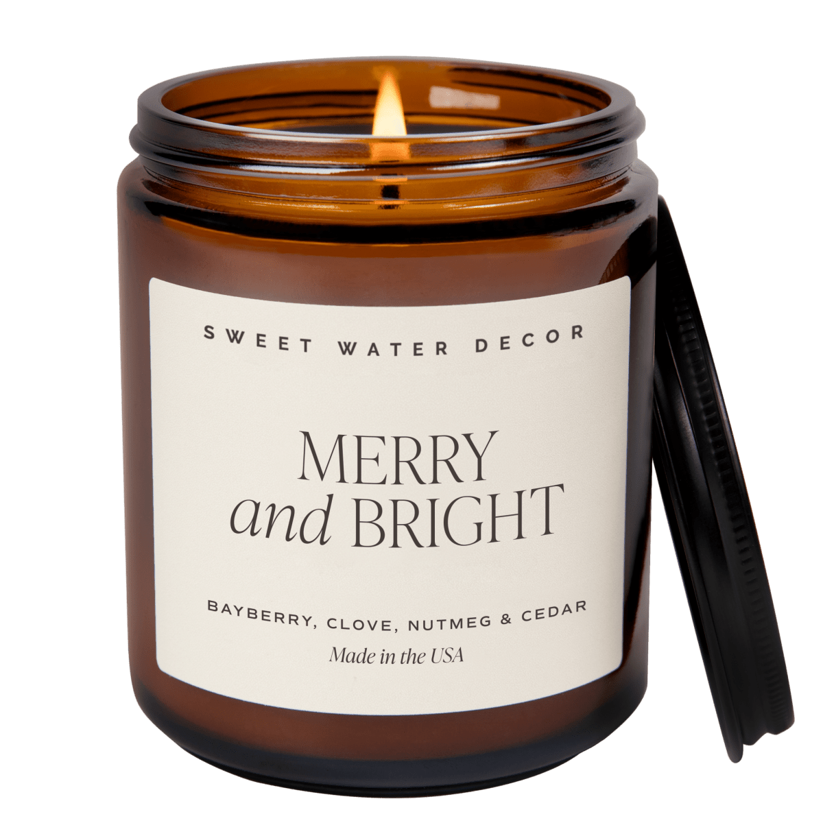 Sweet Water Decor Merry and Bright Soy Candle - Amber Jar - 9 oz