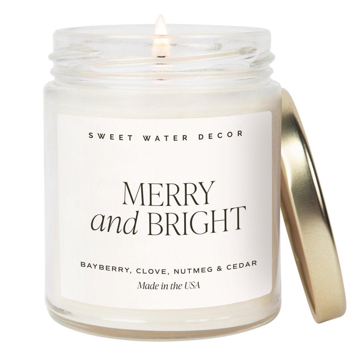 Sweet Water Decor Merry and Bright Soy Candle - Clear Jar - 9 oz