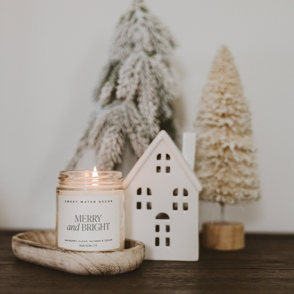 Sweet Water Decor Merry and Bright Soy Candle - Clear Jar - 9 oz