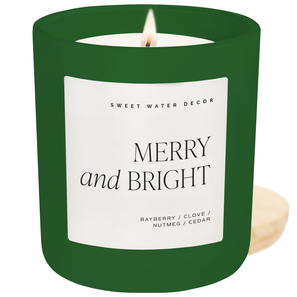 Sweet Water Decor Merry and Bright Soy Candle - Green Matte Jar - 15 oz
