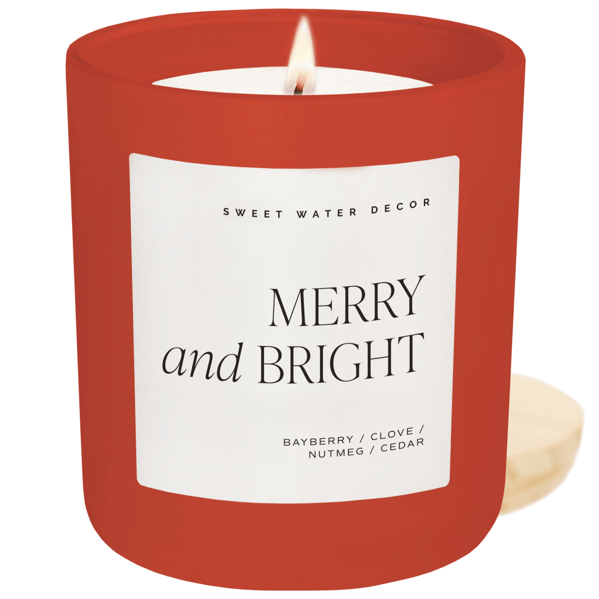 Sweet Water Decor Merry and Bright Soy Candle - Red Matte Jar - 15 oz