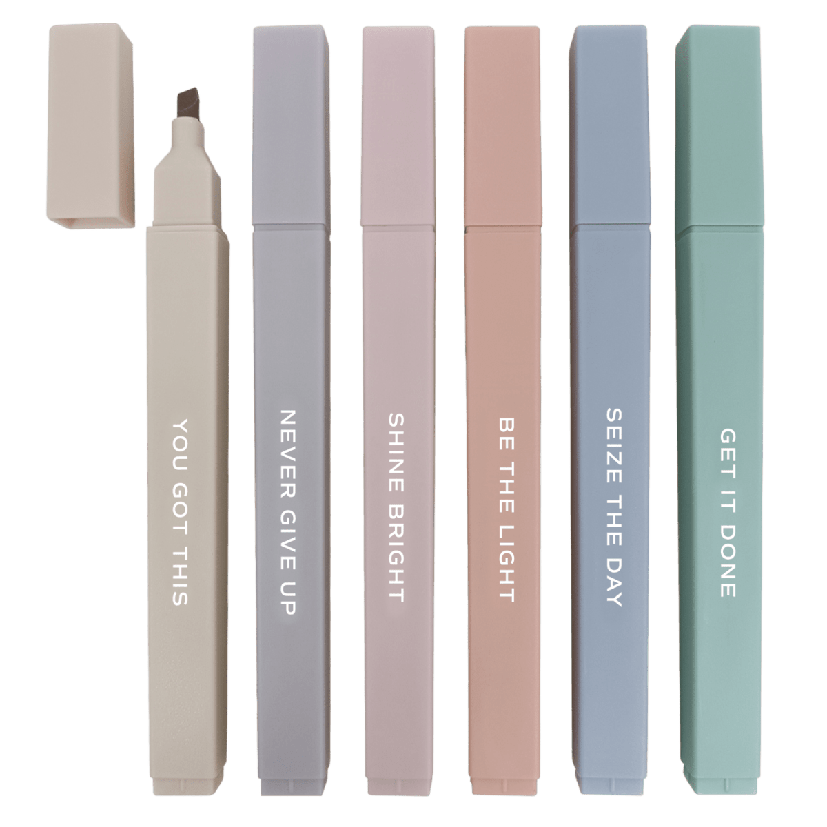 Sweet Water Decor Motivational Neutral Highlighter Set – Muted Pastel Tones, 6 - Piece
