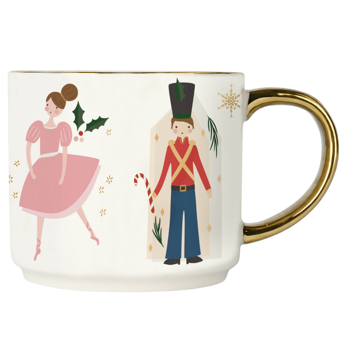 Sweet Water Decor Nutcracker Gold Handle Coffee Mug 14oz Fine Bone China Christmas