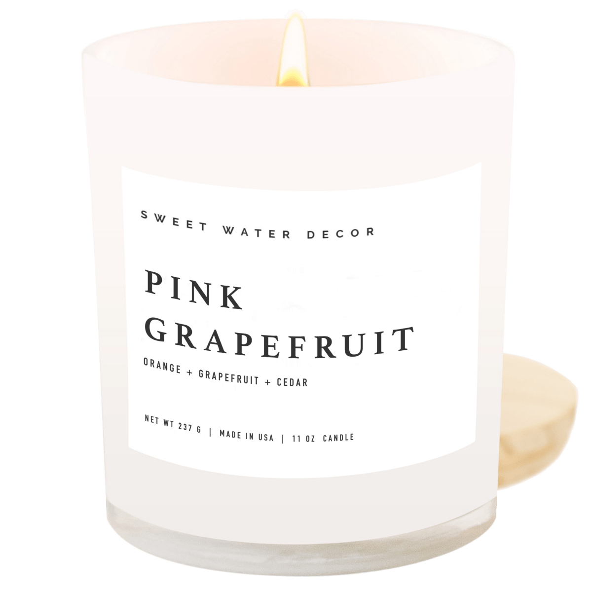 Sweet Water Decor Pink Grapefruit Soy Candle - 11 oz White Jar - Zesty Citrus