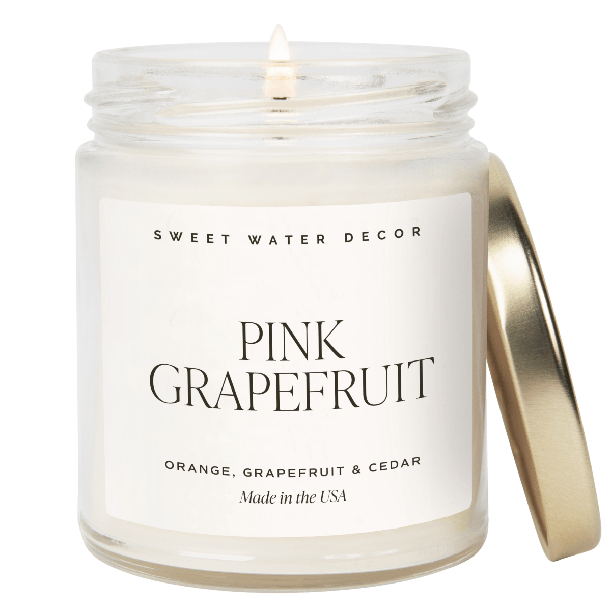 Sweet Water Decor Pink Grapefruit Soy Candle - 9 oz Clear Jar - Zesty Citrus