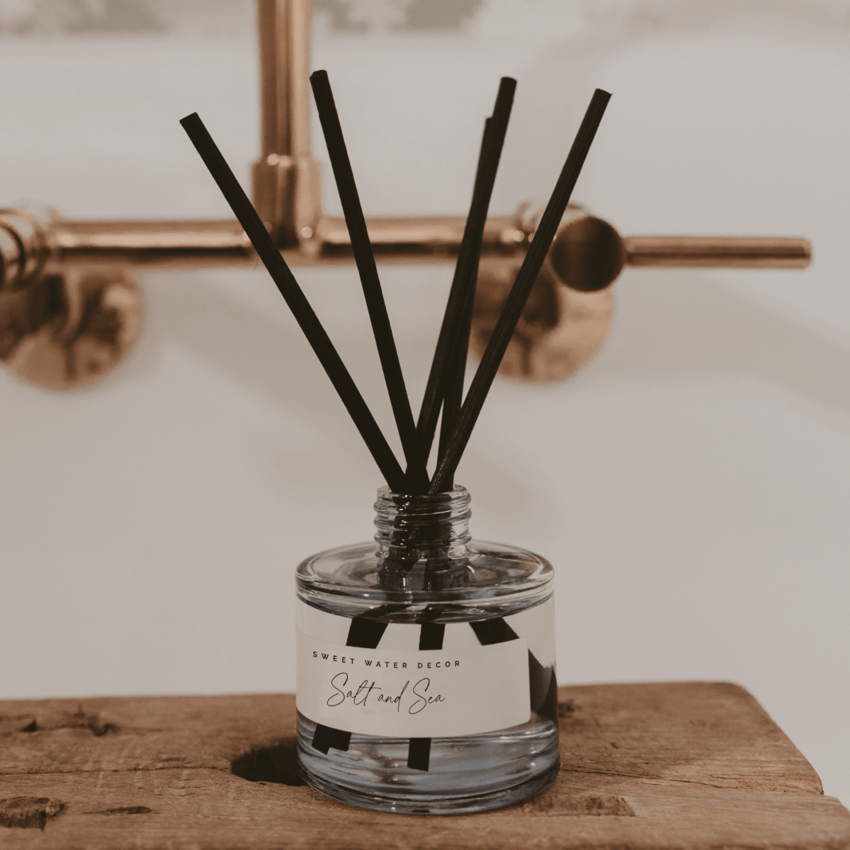 Sweet Water Decor Salt and Sea Blue Tinted Reed Diffuser 3.5 oz - Citrus Sea Salt Musk