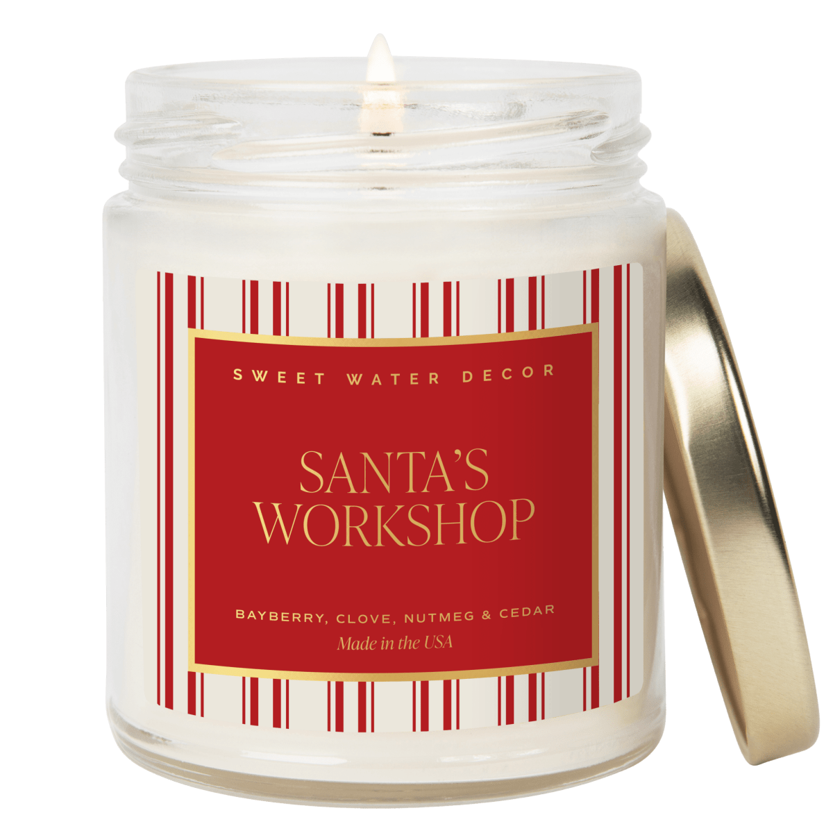 Sweet Water Decor Santa's Workshop Soy Candle - 9 oz Clear Jar (Merry and Bright)