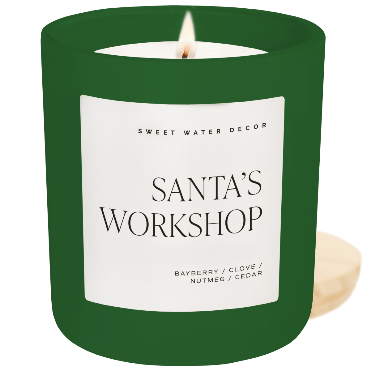 Sweet Water Decor Santa's Workshop Soy Candle - Green Matte Jar - 15 oz (Merry and Bright)