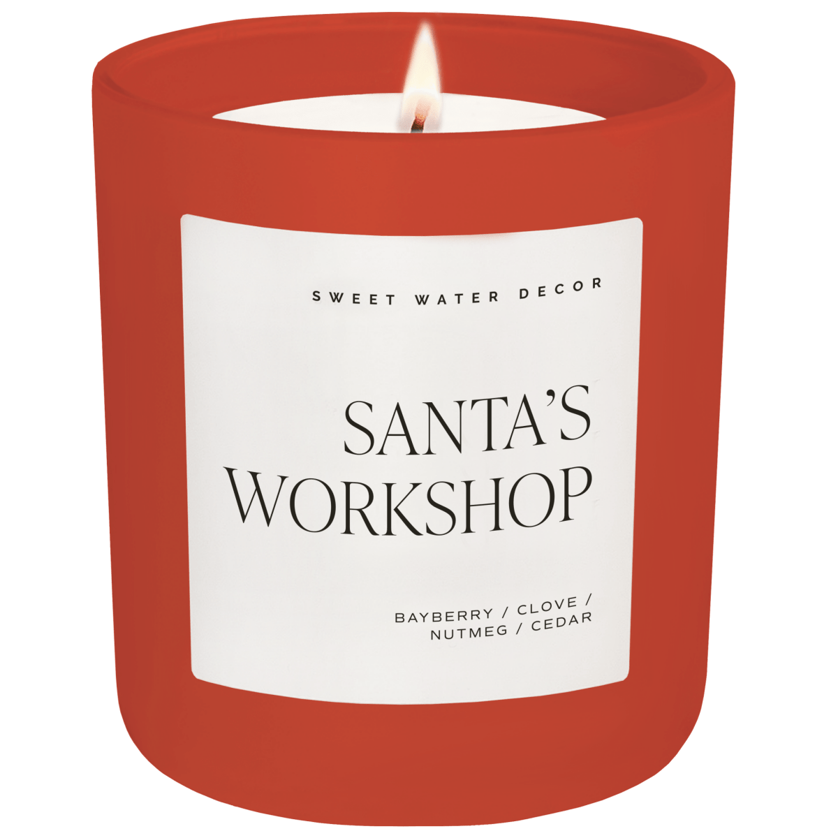 Sweet Water Decor Santa's Workshop Soy Candle - Red Matte Jar - 15 oz (Merry and Bright)