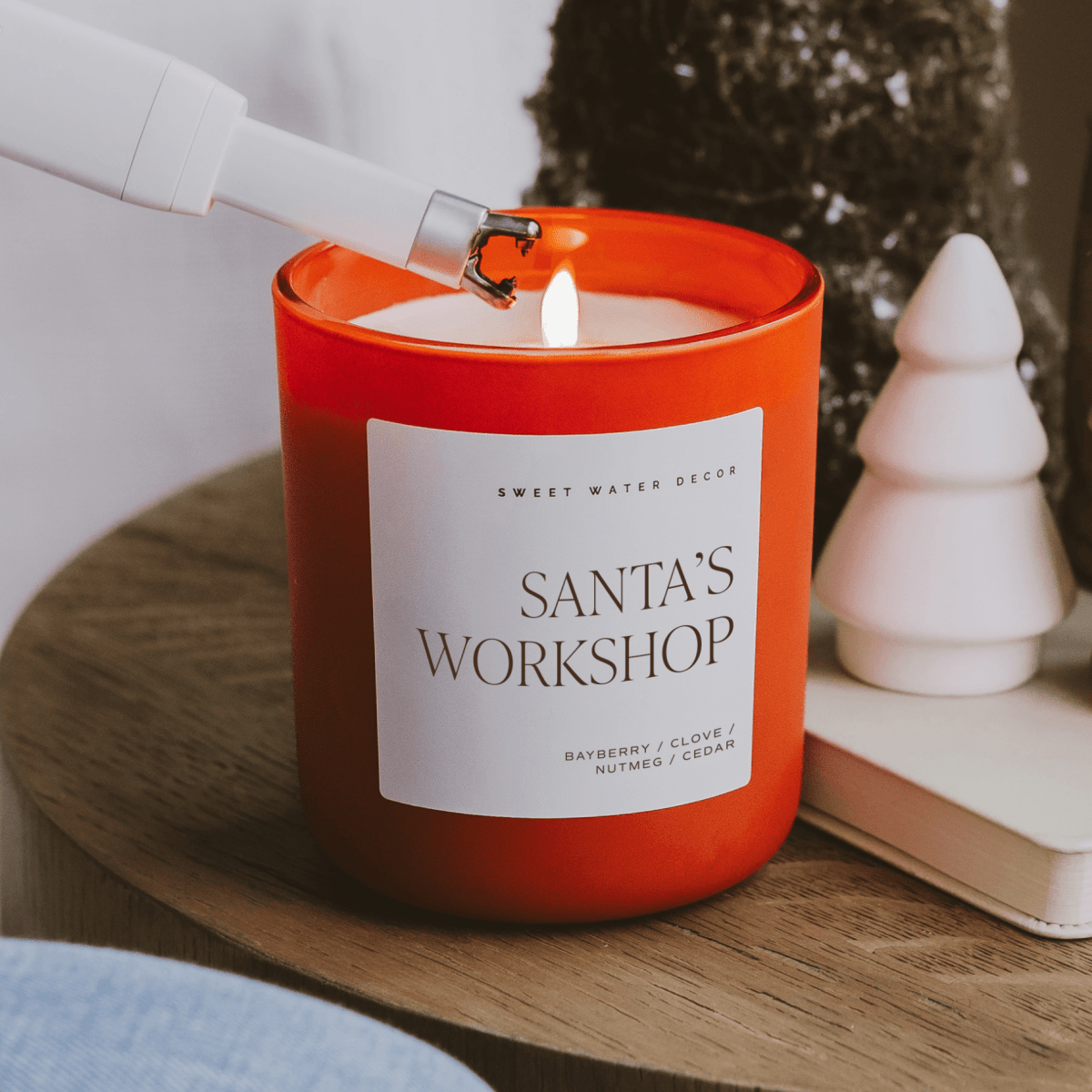 Sweet Water Decor Santa's Workshop Soy Candle - Red Matte Jar - 15 oz (Merry and Bright)
