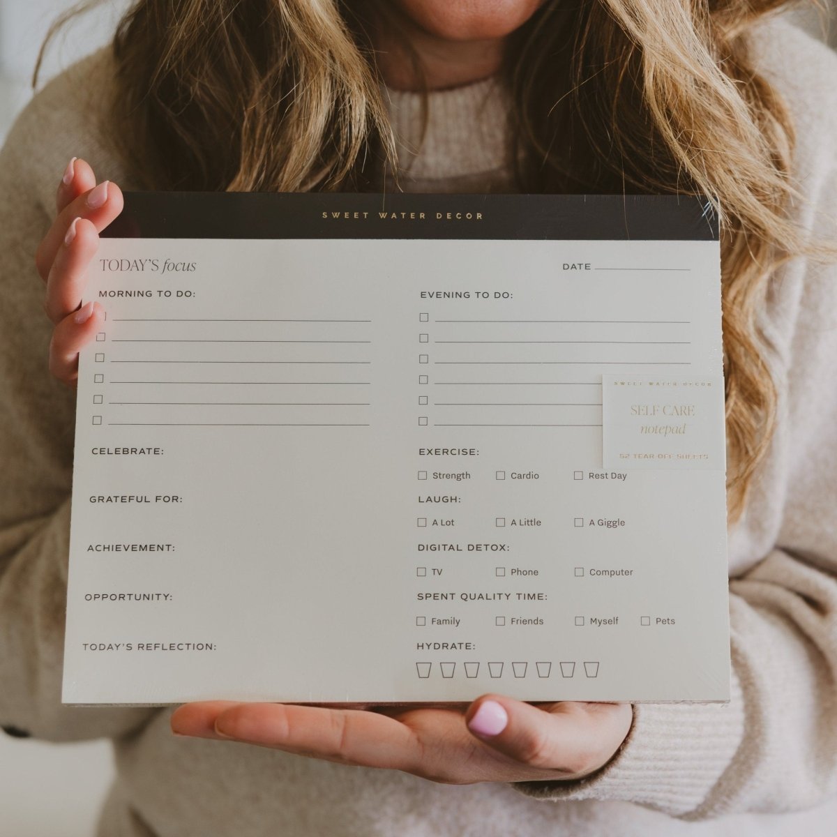 Sweet Water Decor Self Care Daily Notepad – Wellness & Productivity Planner