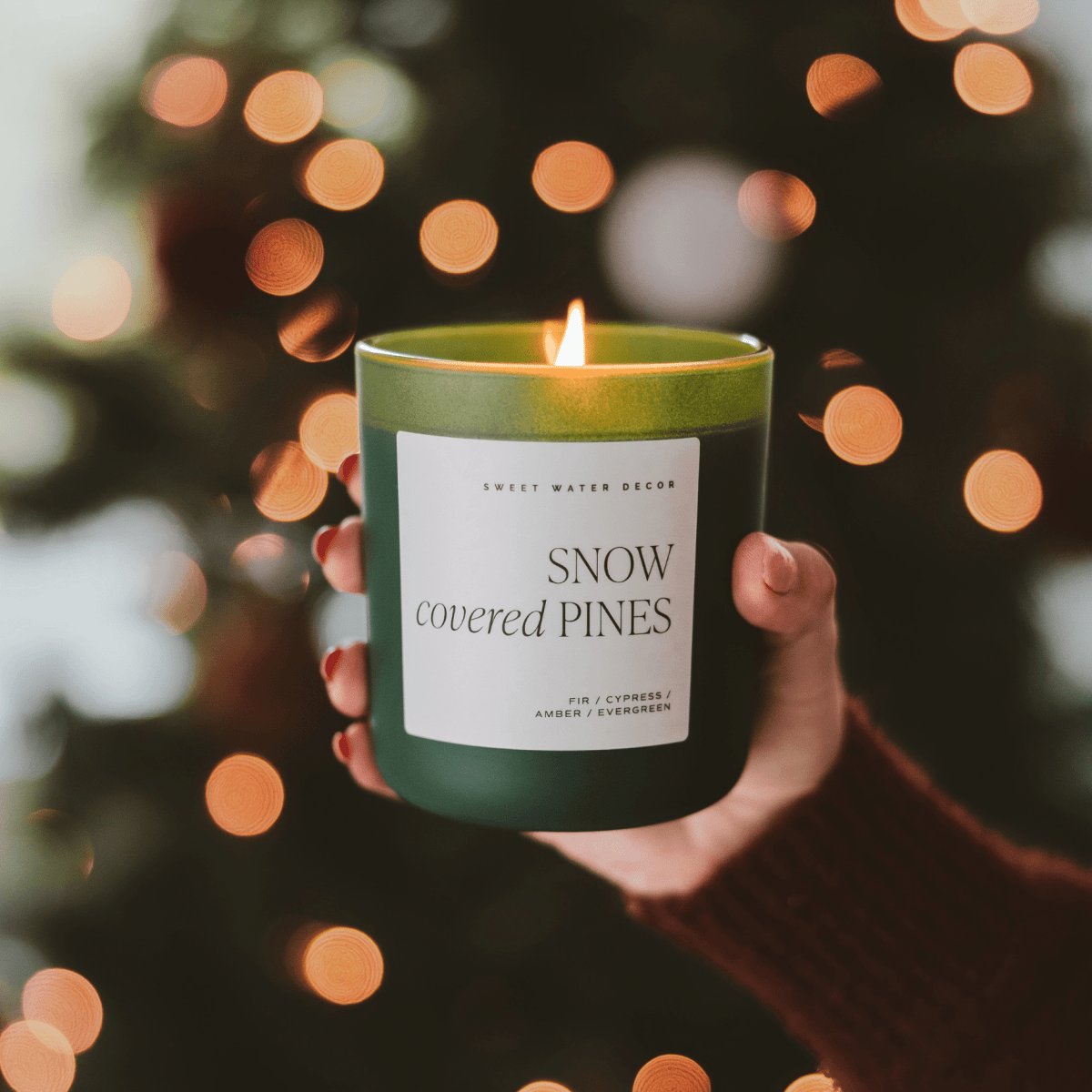 Sweet Water Decor Snow Covered Pines Soy Candle - Green Matte Jar - 15 oz