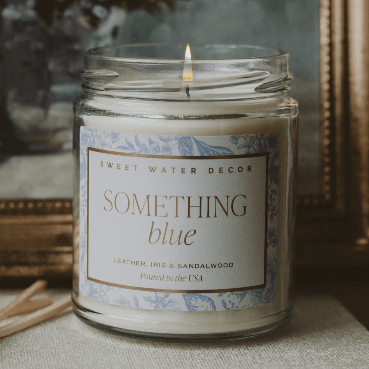 Sweet Water Decor Something Blue Soy Candle - 9 oz Patterned Clear Jar - Luxury Getaway