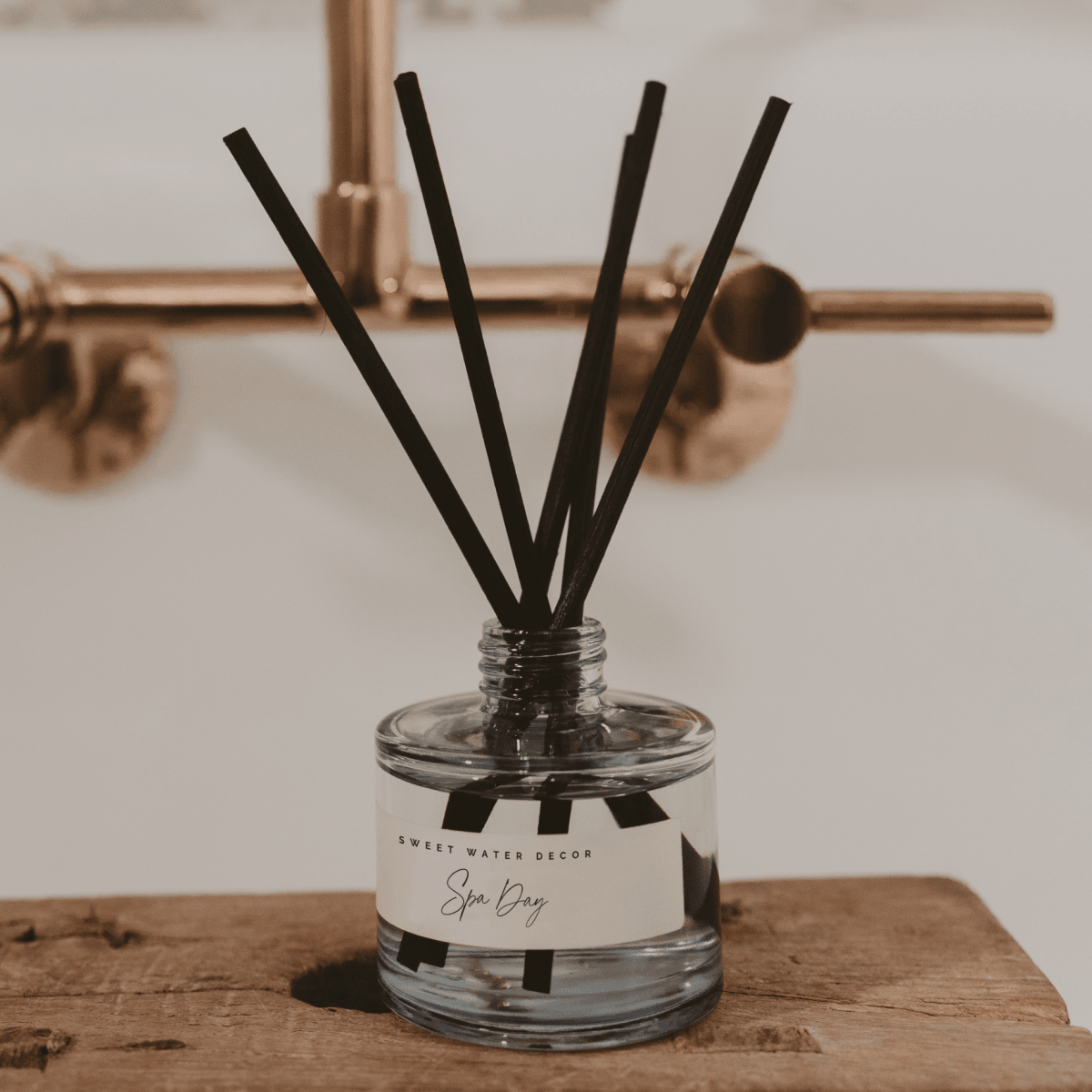 Sweet Water Decor Spa Day Blue Tinted Glass Jar Reed Diffuser 3.5 oz - Sea Salt and Jasmine