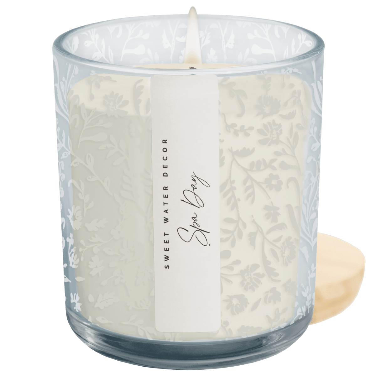 Sweet Water Decor Spa Day Soy Candle - 12 oz Blue Tinted Glass Jar - Sea Salt and Jasmine