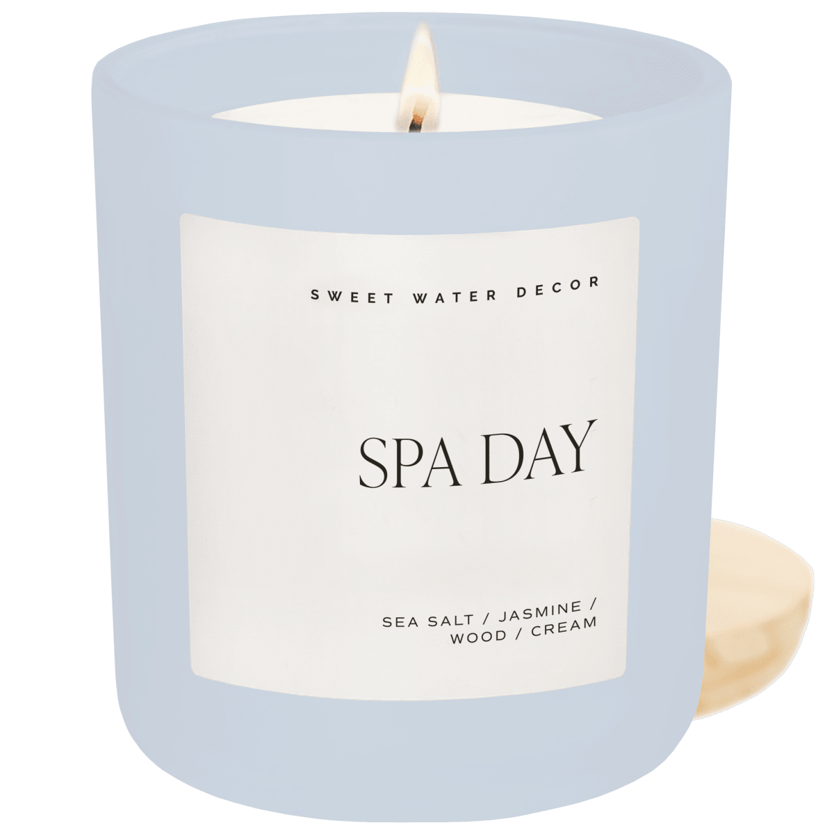 Sweet Water Decor Spa Day Soy Candle - 15 oz Blue Matte Jar - Sea Salt and Jasmine