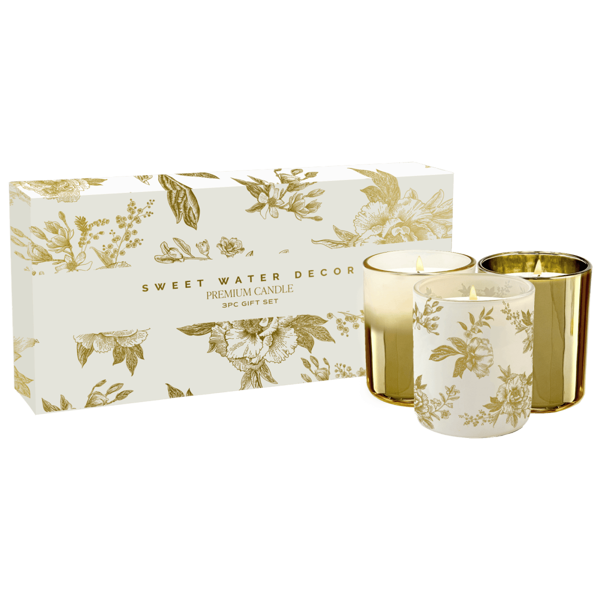 Sweet Water Decor Spring Candle Gift Set — Salt and Sea, Island Air & Palo Santo Patchouli | 3 - Piece Soy Candle Set