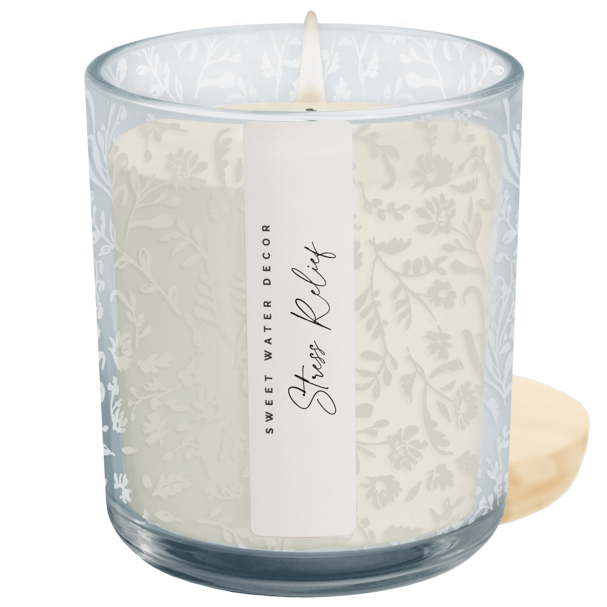 Sweet Water Decor Stress Relief Soy Candle - 12 oz Blue Tinted Glass Jar - Eucalyptus Lavender