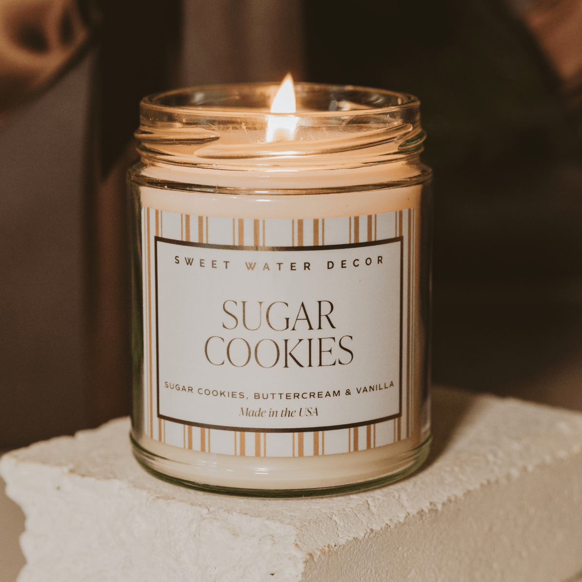 Sweet Water Decor Sugar Cookies Soy Candle - 9 oz Patterned Clear Jar