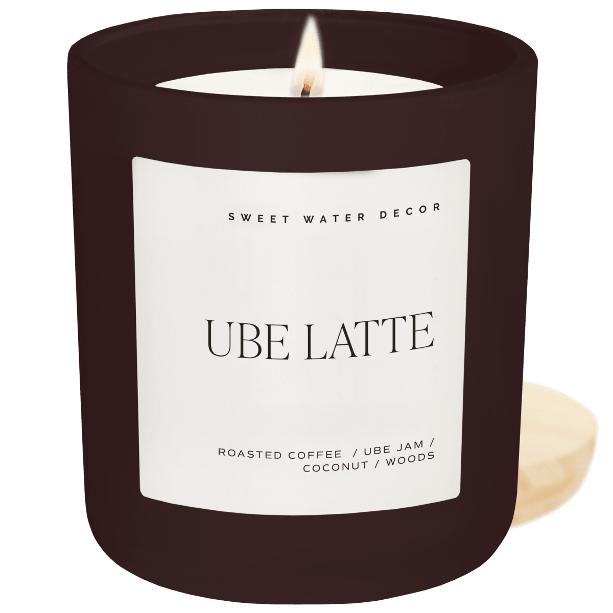 Sweet Water Decor Ube Latte Soy Candle - 15 oz Brown Matte Jar - Coffee Ube Coconut