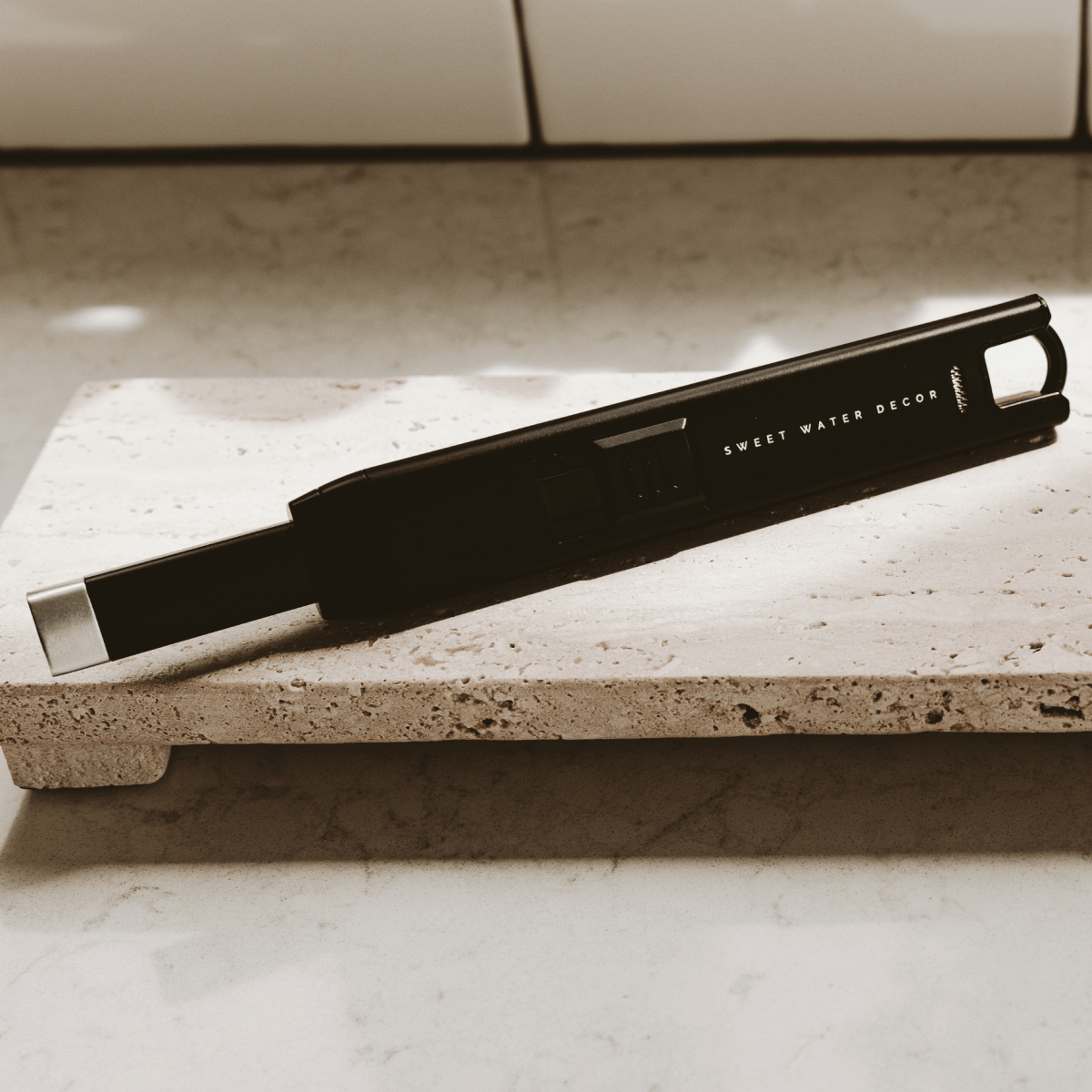 Sweet Water Decor USB Rechargeable Electric Arc Lighter - Aluminum Alloy, Black, 7.9"